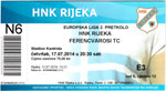 belépőjegy: HNK Rijeka - Ferencvárosi TC
