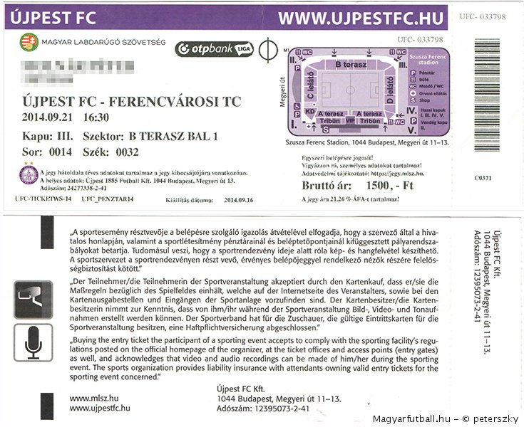 Újpest FC - Ferencvárosi TC 2 : 1, 2014.09.21. (képek, adatok