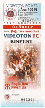 belépőjegy: Videoton FC Fehérvár - Kispest-Honvéd FC