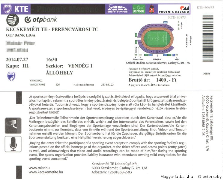 Kecskeméti TE - Ferencvárosi TC 1 : 3, 2014.07.27. (képek, adatok) • OTP  Bank Liga, NBI 2014/2015, 1. forduló •