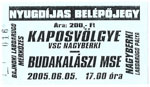 belépőjegy: Kaposvölgye VSC - Budakalász MSE